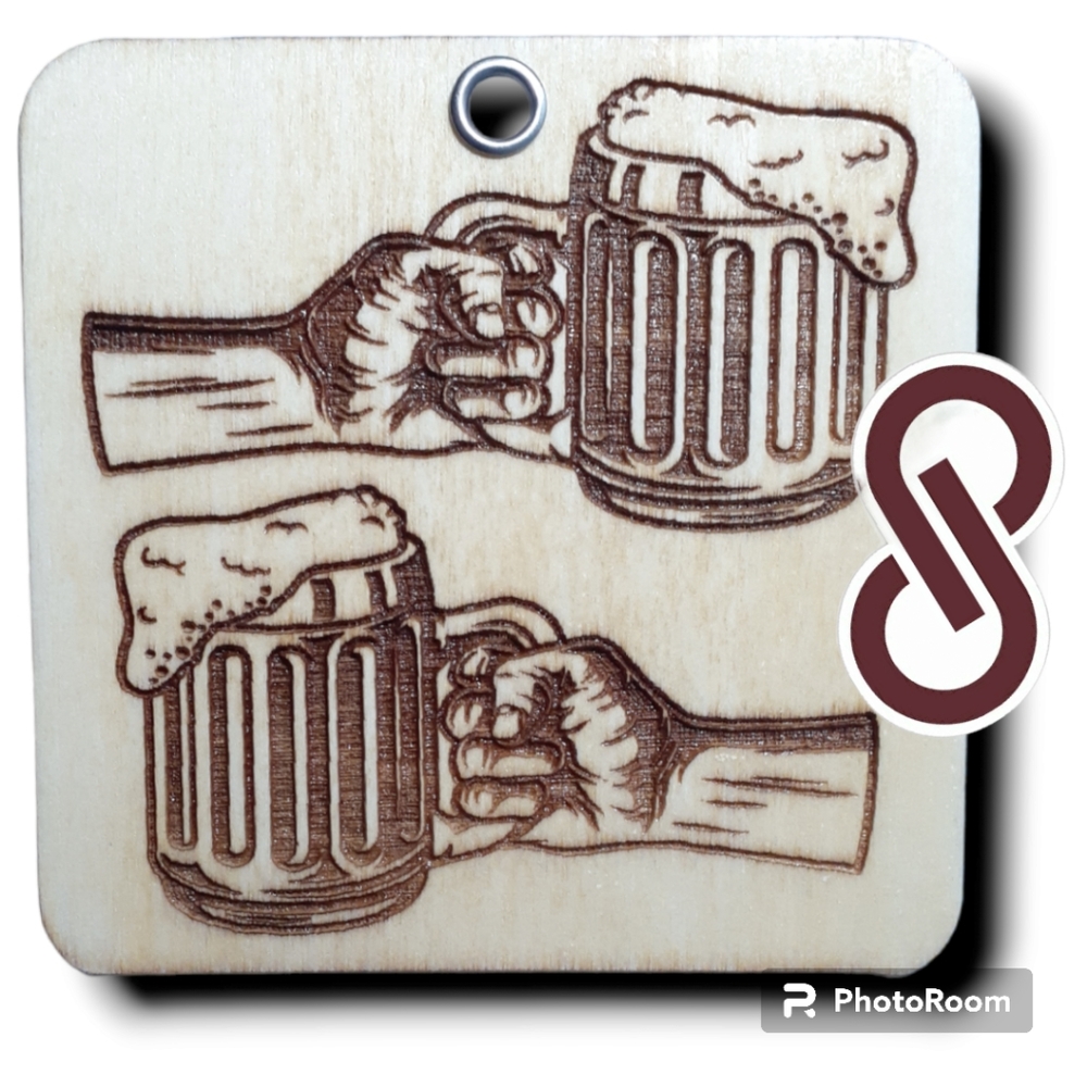 LASER ENGRAVED WOODEN SOUVENIR " DOUBLE BEER " COD/W-10
